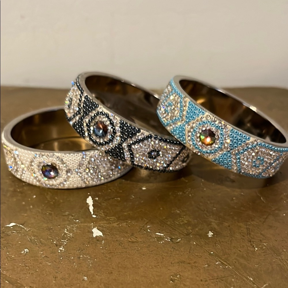 Elegant Crystal-Embellished Bangle Set
